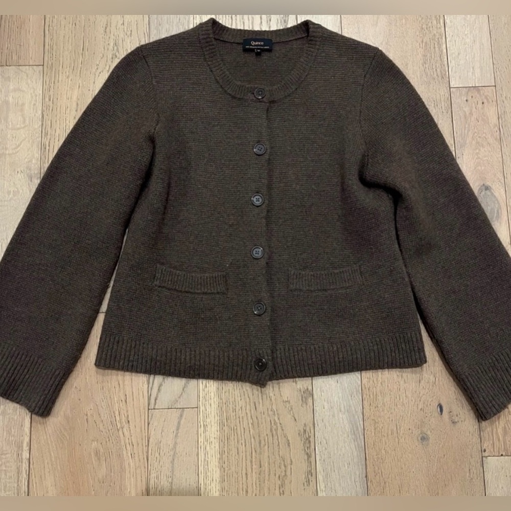 Quince heather truffle brown Mongolian cashmere structured cardigan